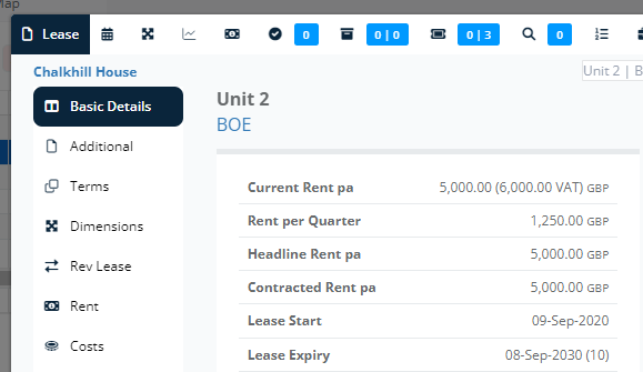 Lease Basic details with VAT rent calculated